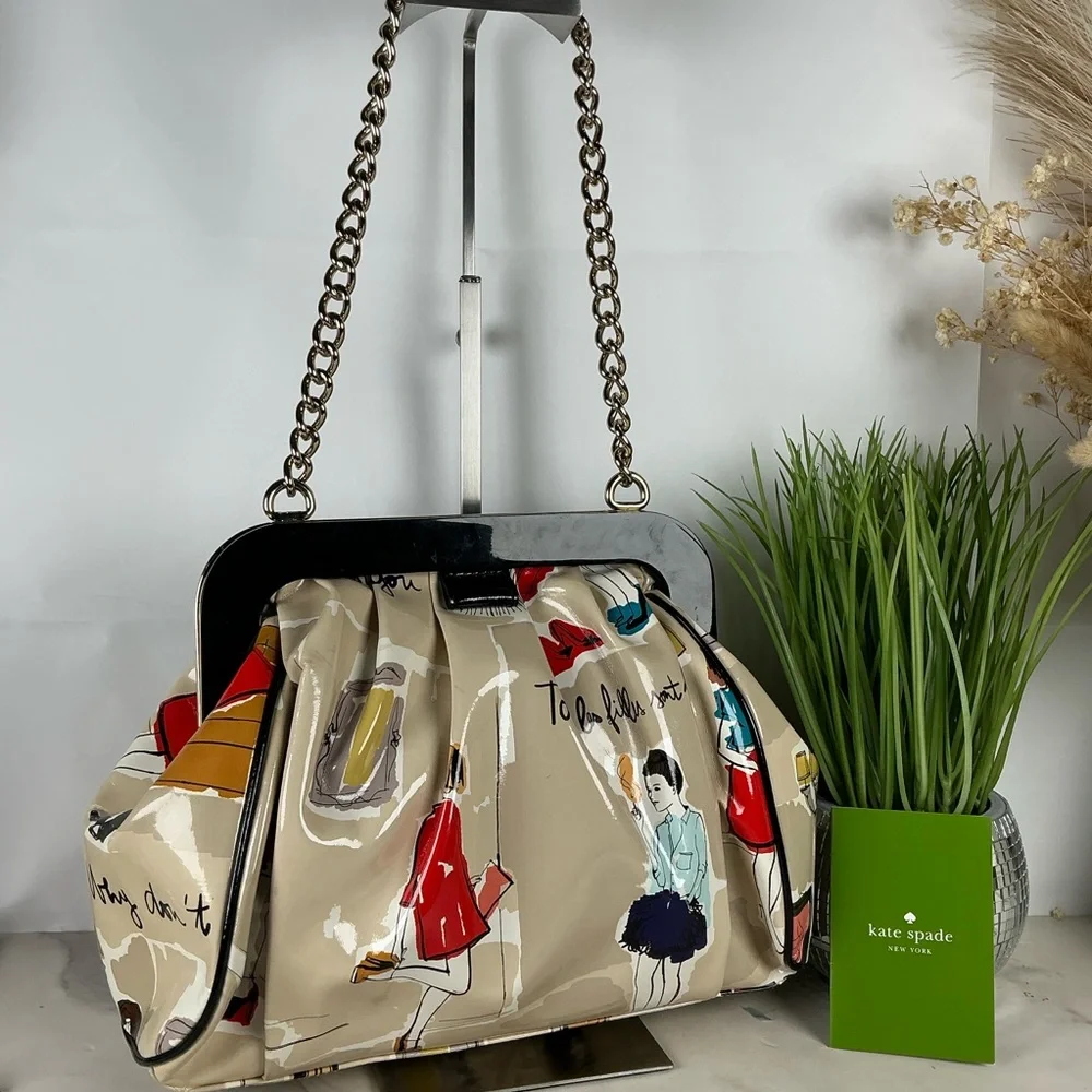 Kate Spade RARE‎ Garance Doré Collection Clutch Hand Shoulder Bag Kisslock Uniqu - Picture 8 of 15